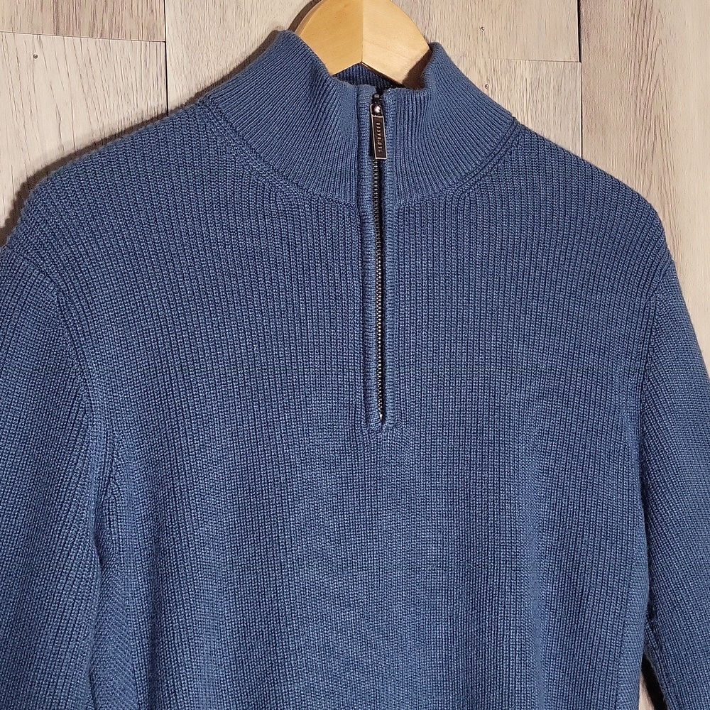 Ted Baker Mens 3 Quarter Zip Pullover Sweater Ribbed Knit Preppy Casual - Picture 3 of 7